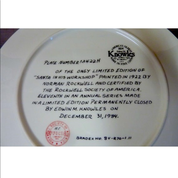 🎅🏻 SALE Norman Rockwell’s Santa in His Workshop Knowles Collector Plate Bradford - Picture 4 of 5